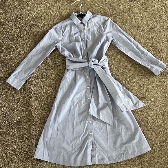 J CREW Tie-Waist Shirt Dress in End-on-end cotton -J5419- Size 0 - Picture 5 of 10